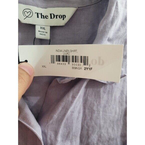 The Drop India 100% Linen Shirt Lilac Size XXL Business Office Career Spring NEW - Picture 3 of 10